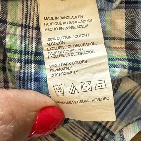 Izod Saltwater Relaxed Classics Dockside Chambray Plaid Shirt Size 3XLT Cotton - Picture 4 of 8